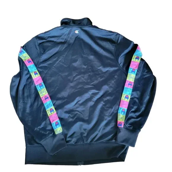 Track Jacket Champion Size M Neon Color Patched Arms Y2k Blokecore